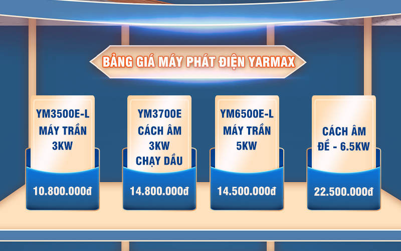 bảng giá của máy phát điện yarmax