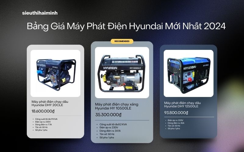 Bảng Giá Máy Phát Điện Hyundai Mới Nhất 2024