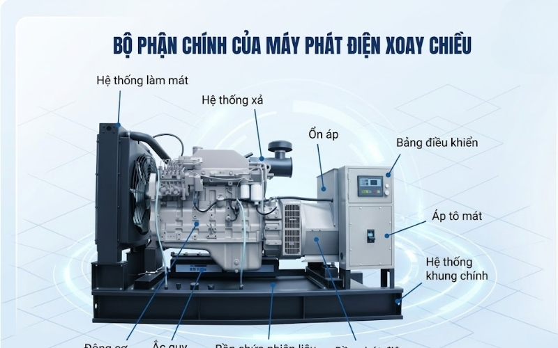 Bộ phận chính của máy phát điện xoay chiều