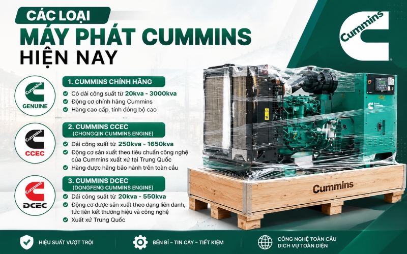 Các loại máy phát Cummins hiện nay