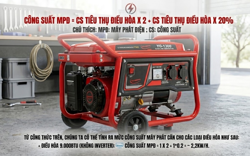Cách tính công suất máy phát điện phù hợp
