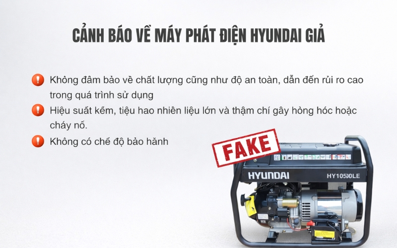 Cảnh báo về máy phát điện hyundai giả