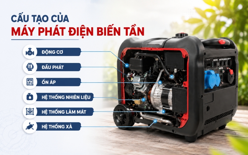 Cấu tạo của máy phát điện biến tần