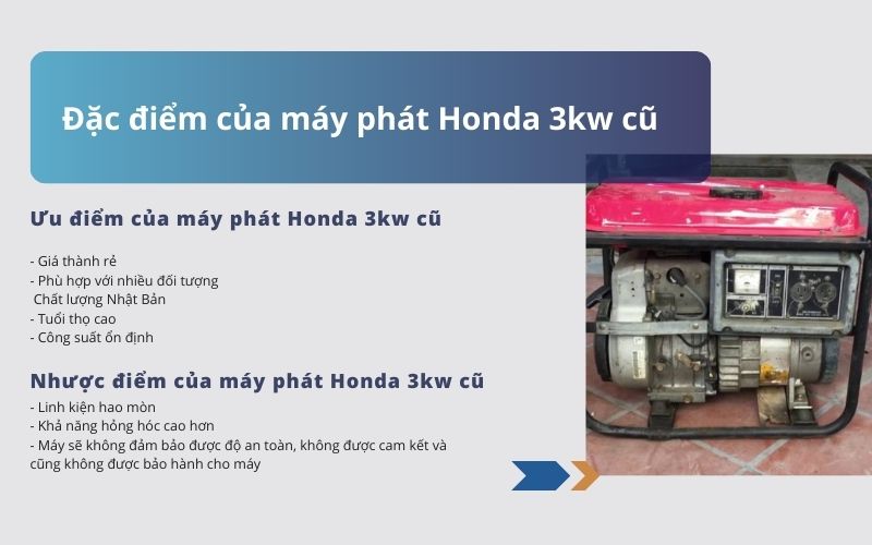 Đặc điểm của máy phát Honda 3kw cũ