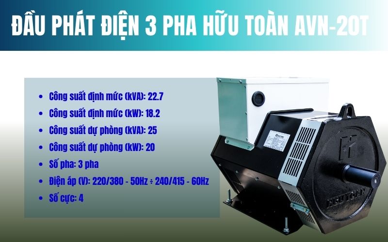 Tổng quan về đầu phát điện 3 pha Hữu Toàn AVN-20T