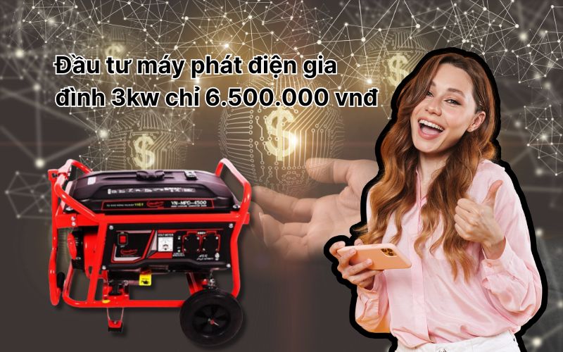Đầu tư máy phát điện gia đình 3kw chỉ 6.500.000 vnđ
