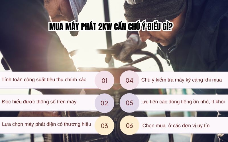 Mua máy phát 2kw cần chú ý điều gì