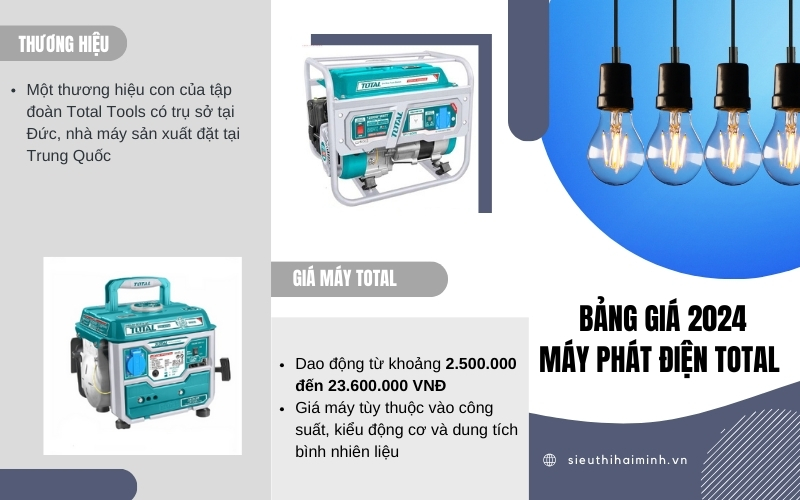 Bảng giá máy phát điện Total 2024