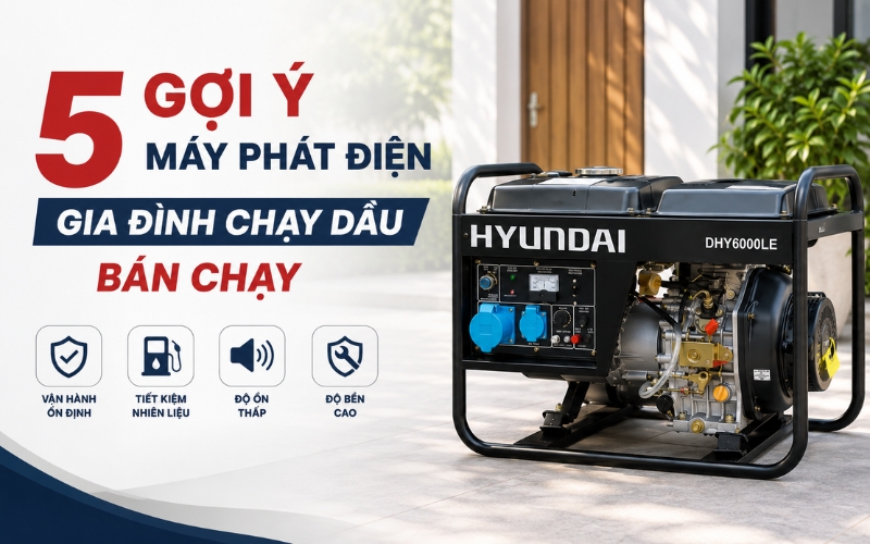 5 gợi ý máy phát điện gia đình chạy dầu bán chạy