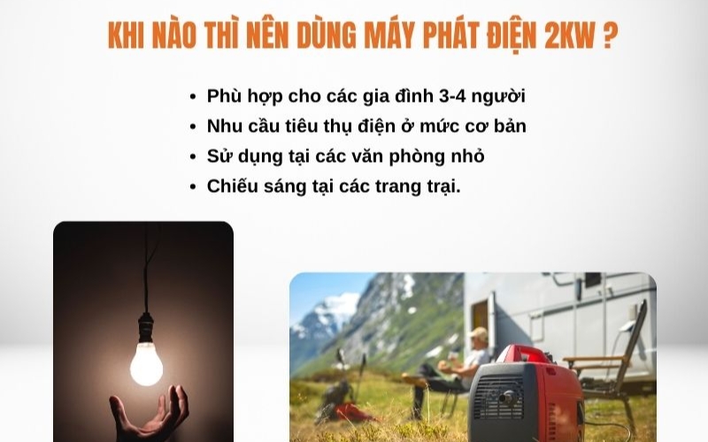 Khi nào thì nên dùng máy phát điện 2kw