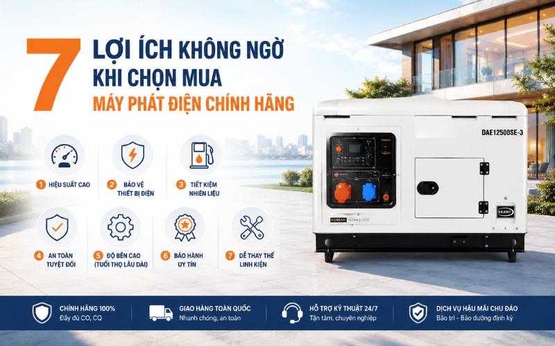 7 lợi ích không ngờ khi chọn mua máy phát điện chính hãng