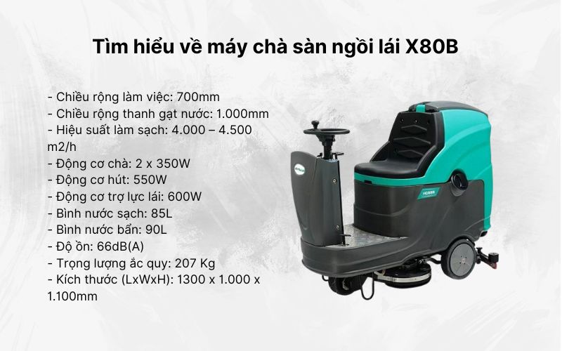 Tìm hiểu về máy chà sàn ngồi lái X80B