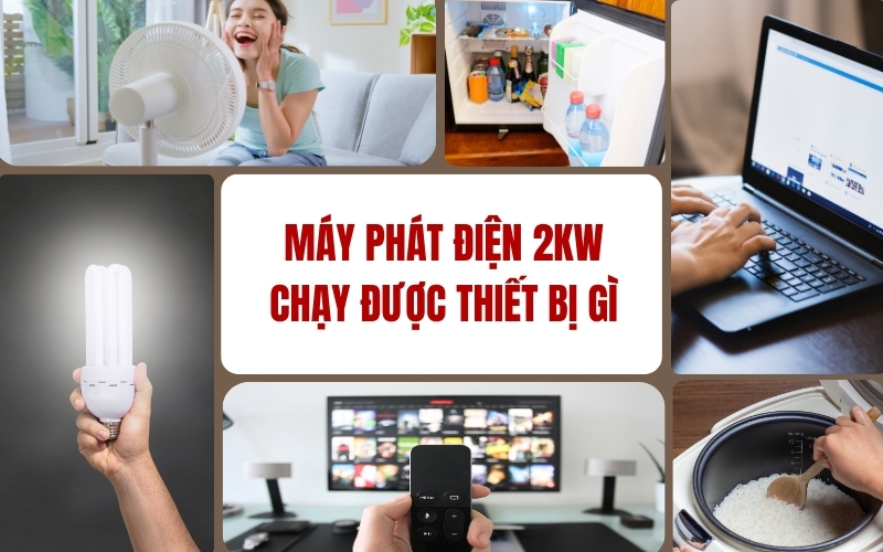 máy phát điện 2kW chạy được thiết bị gì