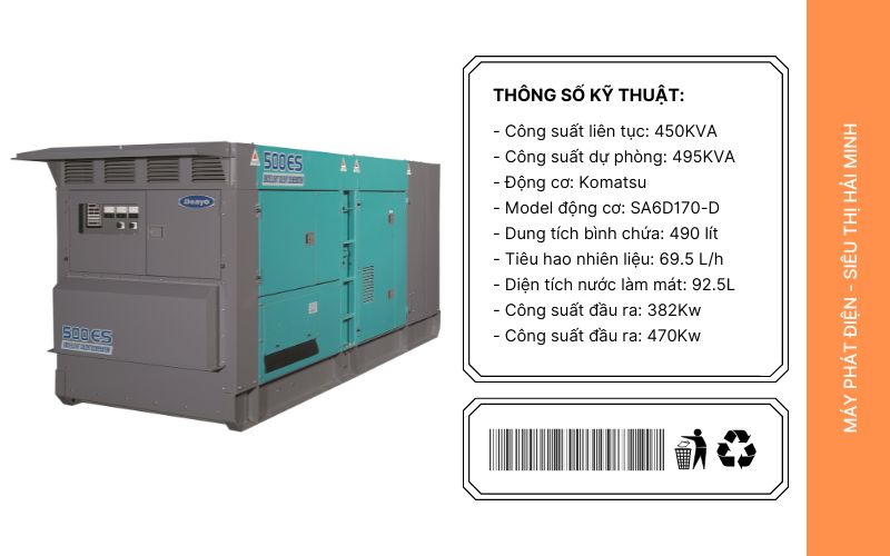 Tính năng nổi bật của máy phát điện DENYO DCA-500ESK 