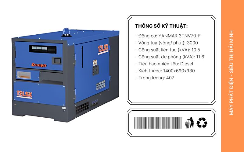 Đặc điểm vượt trội của máy phát điện Denyo TLG-12LSX