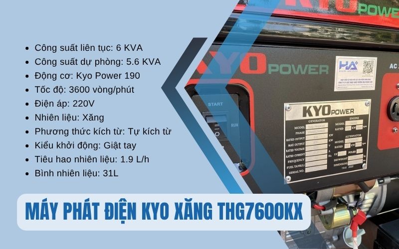 Tổng quan về máy phát điện KYO xăng THG7600KX