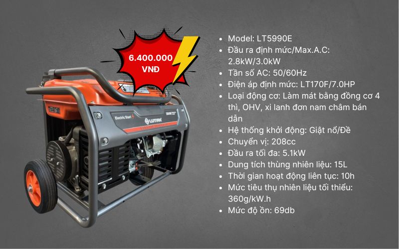 Máy phát điện Lutian LT5990E - 6.400.000 VNĐ