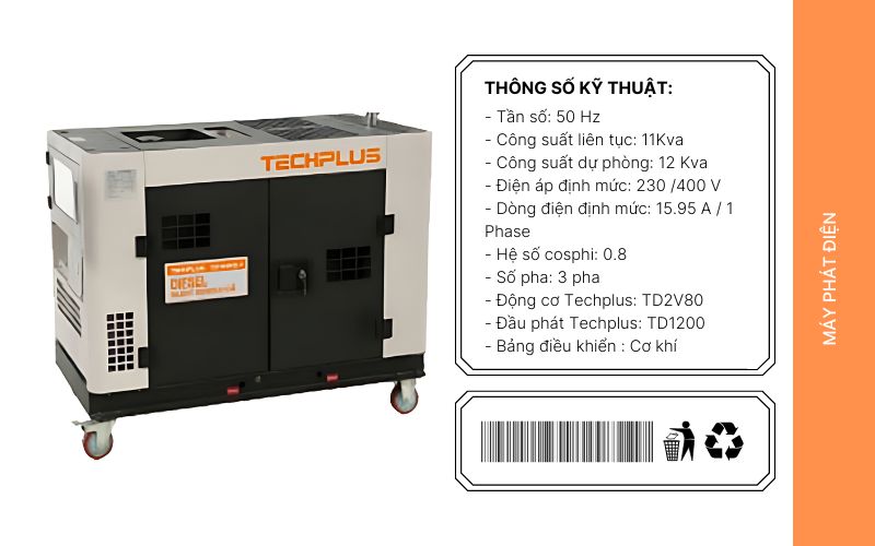Tính năng nổi bật của máy phát điện TechPlus TDF1200Q-3