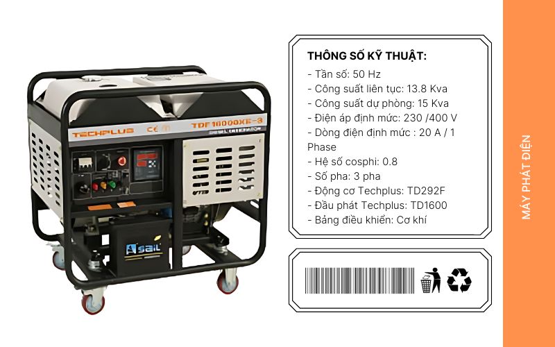 Tính năng đặc biệt của máy phát điện TechPlus TDF16000XE-3