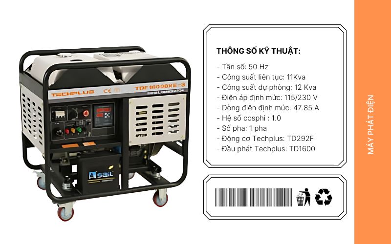Tính năng của máy phát điện TechPlus TDF16000XE