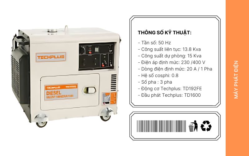 Đặc điểm của máy phát điện TechPlus TDF8500Q