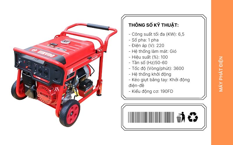 Đặc điểm của máy máy phát điện Vikyno MF6500S