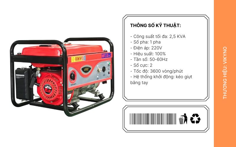 Đặc điểm nổi bật Máy phát điện VIKYNO MF2,5X-L