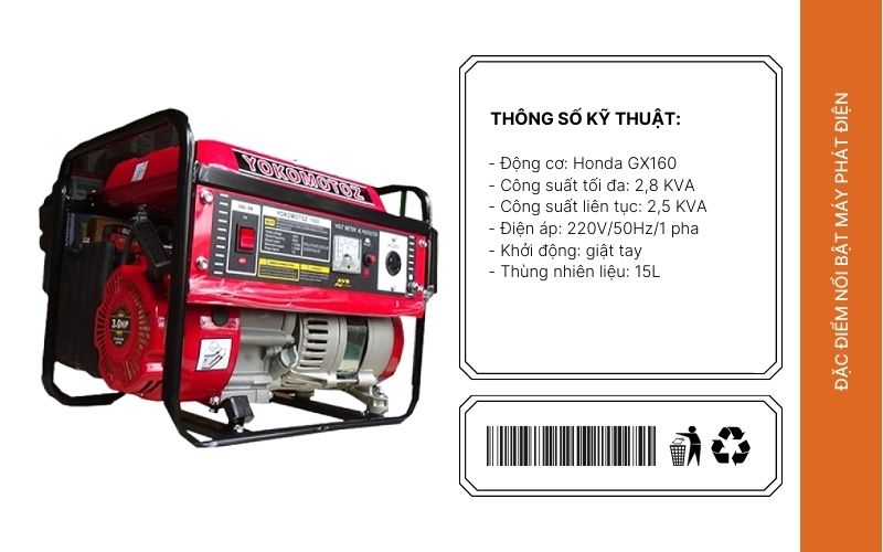 Ưu điểm của máy phát điện xăng YZ3500i