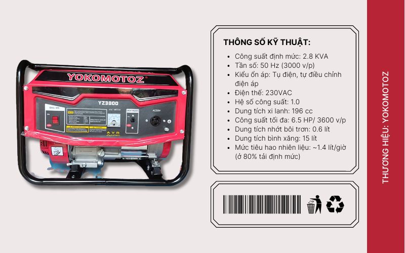 Tính năng của máy phát điện Yokohama YK3800