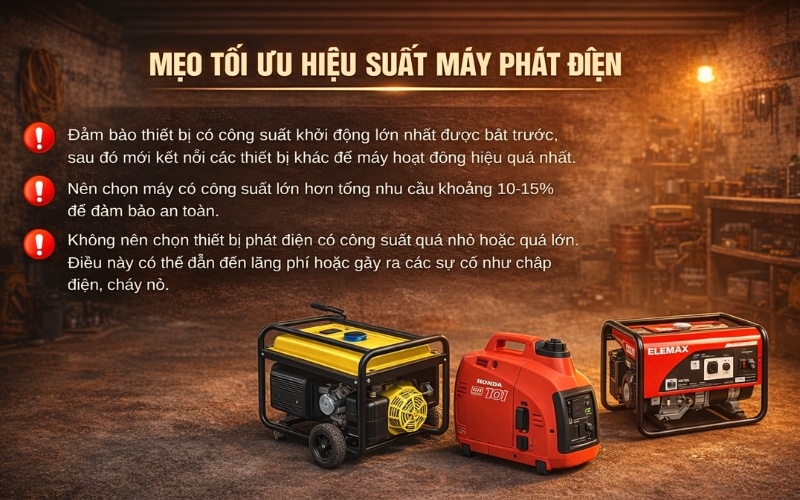 Mẹo tối ưu hiệu suất máy phát điện