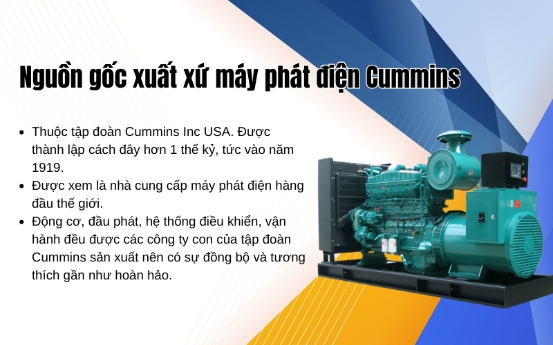 nguồn gốc xuất xứ may phat dien Cummins