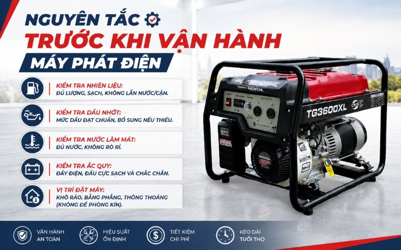 Những nguyên tắc cần biết trước khi vận hành máy phát điện