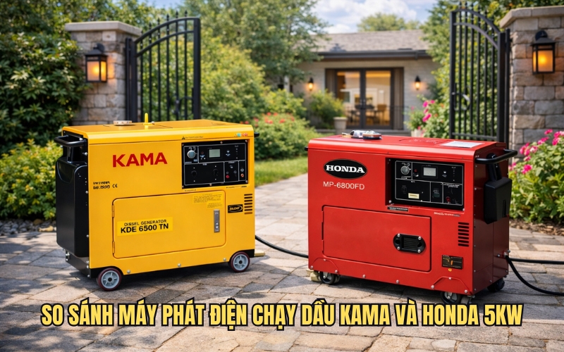 So Sánh Máy Phát Điện Chạy Dầu Kama Và Honda 5kw