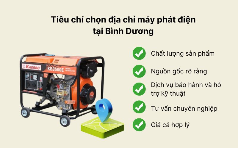 Tiêu chí chọn địa chỉ máy phát điện tại Bình Dương