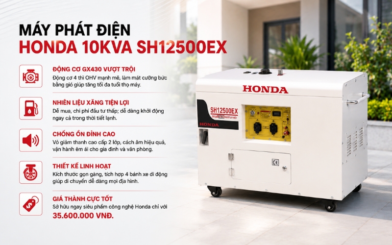 Ưu diểm của máy phát điện Honda 10kVA SH12500EX