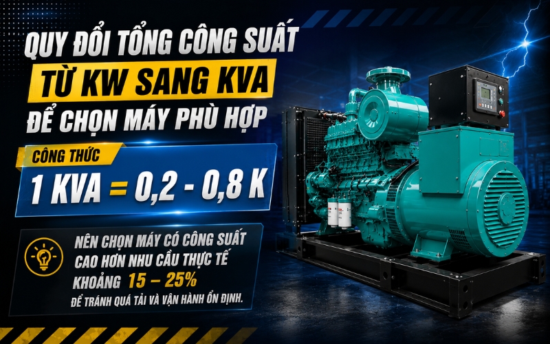 Xác định đúng công suất của máy phát điện