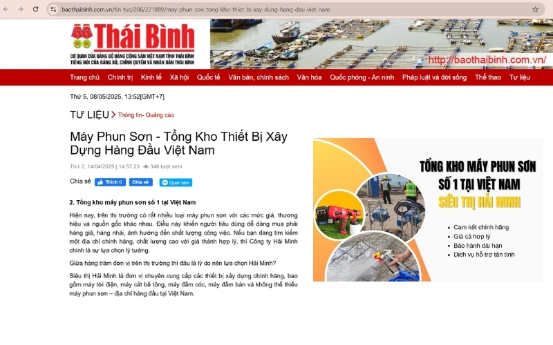 Baothaibinh.com.vn Bật mí tổng kho máy phun sơn - Hải Minh