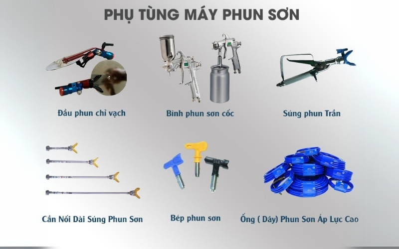 Các loại phụ kiện máy phun sơn công nghiệp phổ biến