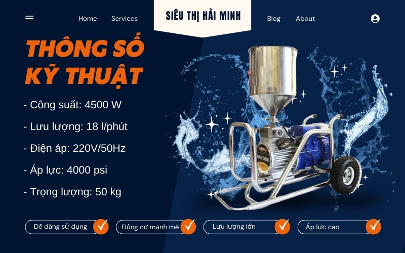 Chức năng và thông số kỹ thuật máy phun bột bả GK7000