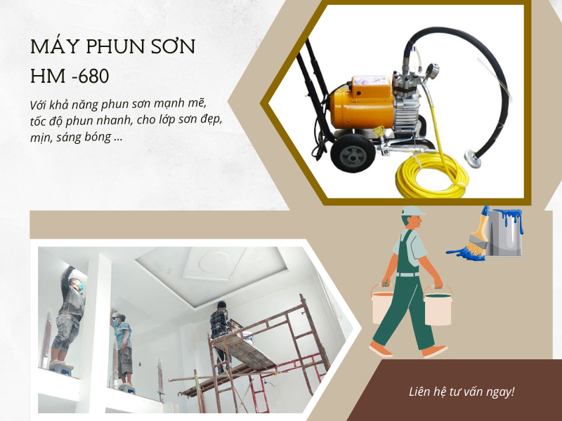 Máy phun sơn HM680 chính hãng tại Hải Minh