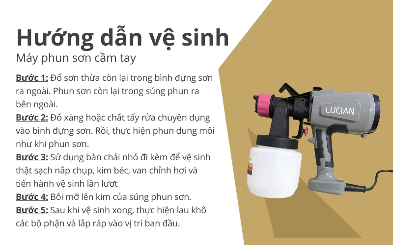 Hướng dẫn vệ sinh máy phun sơn LC 0624-2