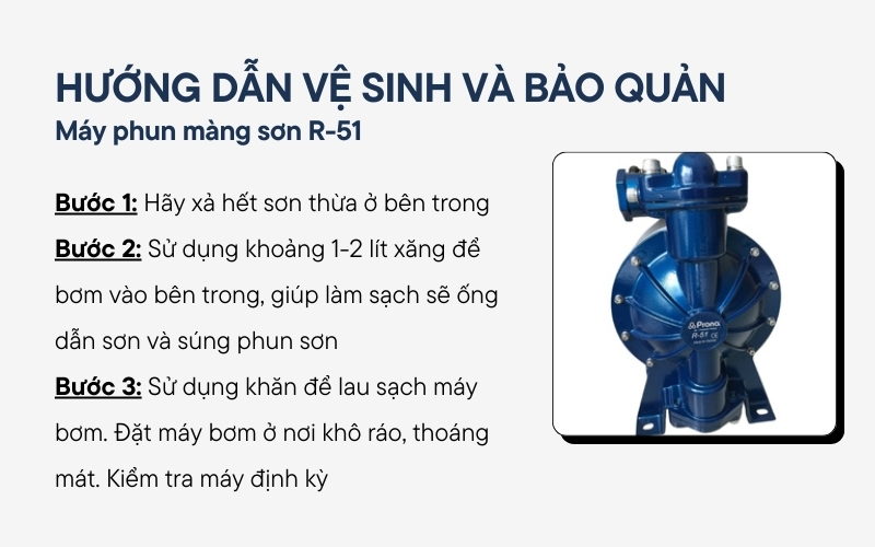 Hướng dẫn vệ sinh và bảo quản máy phun màng sơn R-51