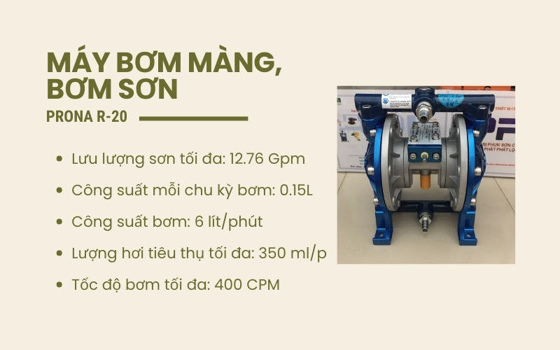 Máy bơm màng, bơm sơn Prona R-20