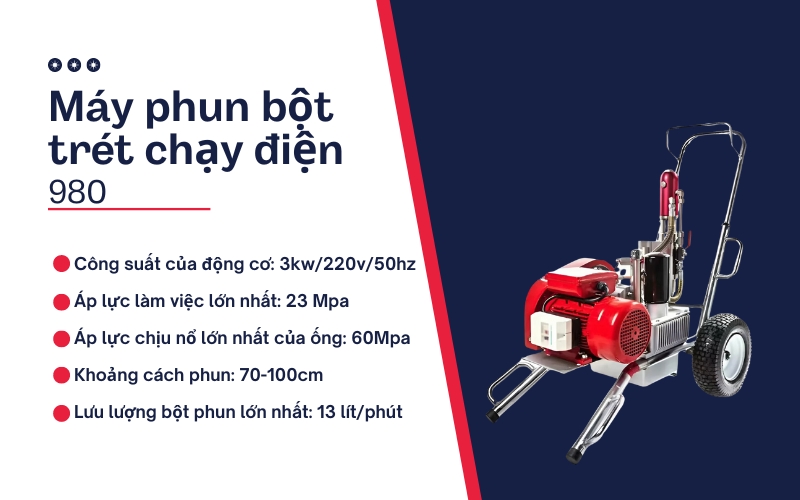 Máy phun bột trét chạy điện 980