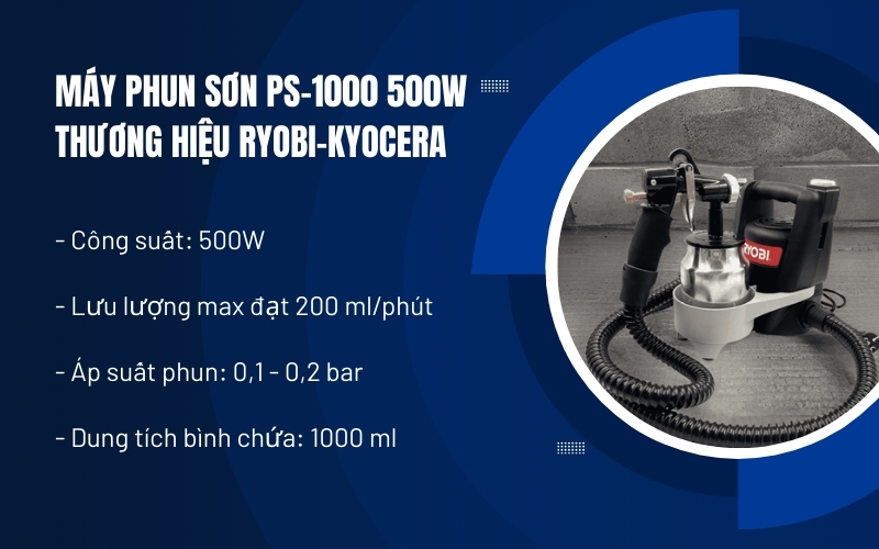 Máy phun sơn PS-1000 500W thương hiệu Ryobi-KYOCERA