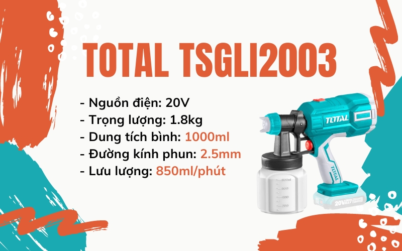 Máy phun sơn dùng pin 20V Total TSGLI2003