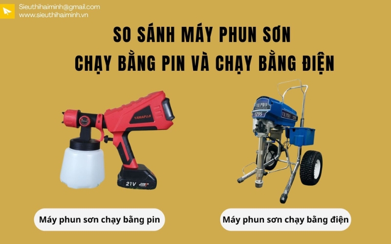 So sánh máy phun sơn chạy bằng pin và chạy bằng điện