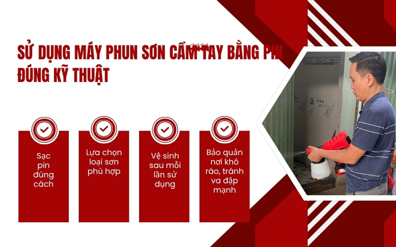 Sử dụng máy phun sơn cầm tay bằng pin đúng kỹ thuật