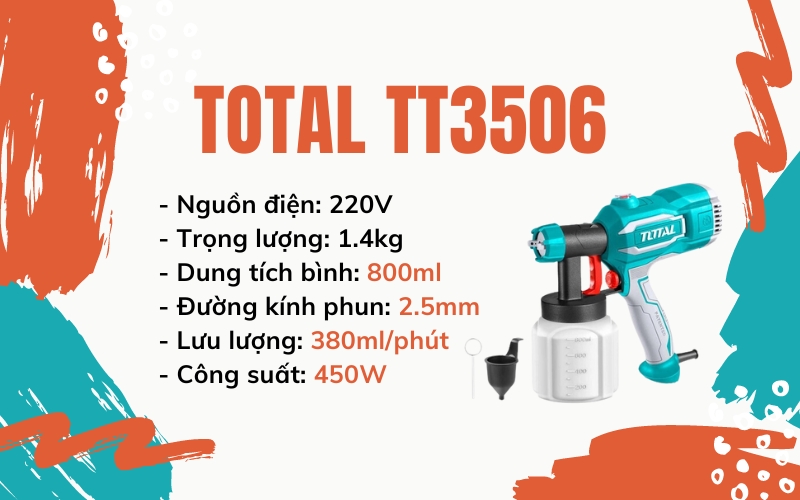 Súng phun sơnchạy điện Total TT3506 450W