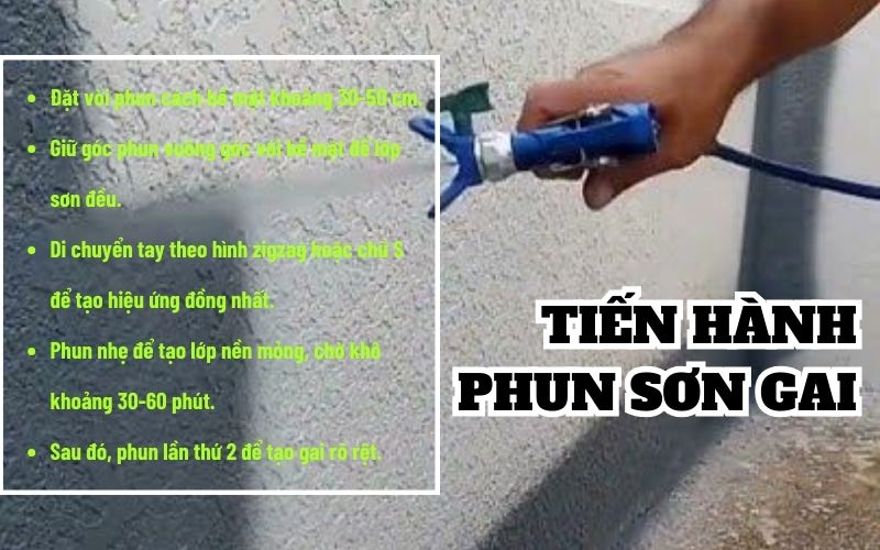 Tiến hành phun sơn gai